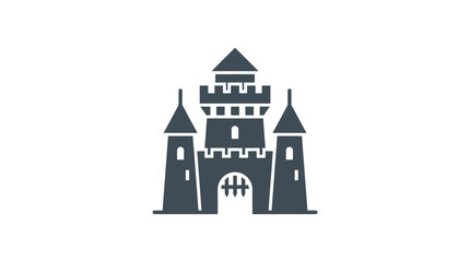 Dark gray medieval castle tower building. © Mami