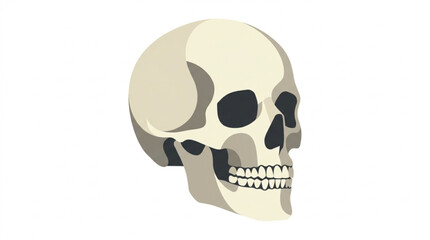 Obraz premium Realistic human skull illustration with detailed anatomy in neutral tones for educational and medical use