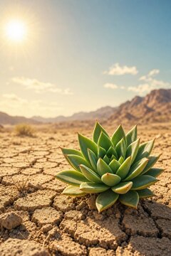 Succulent plant thriving in a dry desert landscape