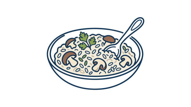 Delicious bowl of rice and mushrooms.