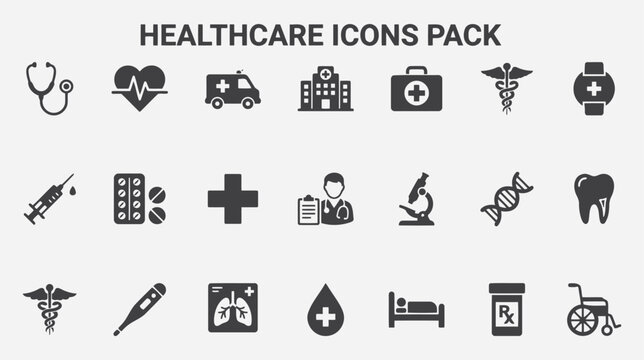 Set of healthcare and medical icons, flat design style, vector illustration flat vector editable file