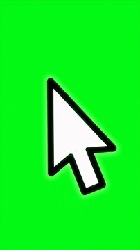 Large white computer mouse cursor on green background.
