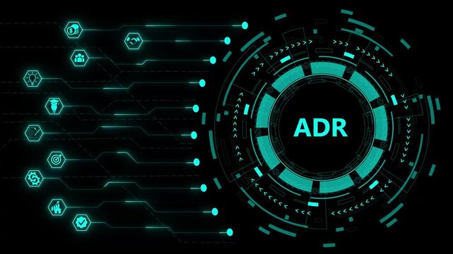 ADR, European Agreement concerning the International Carriage of Dangerous Goods by Road. Concept with technology background.