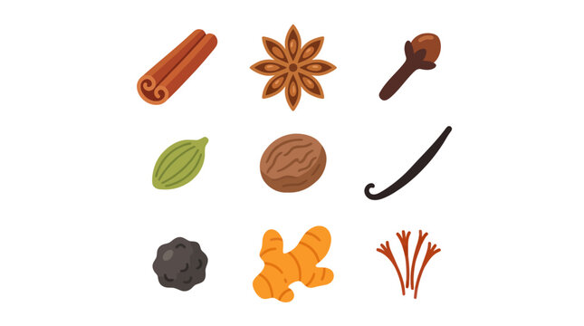Collection of aromatic spices and herbs