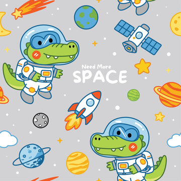 Colorful Baby Crocodile Seamless Pattern for Textile Print Wallpaper and Baby Products