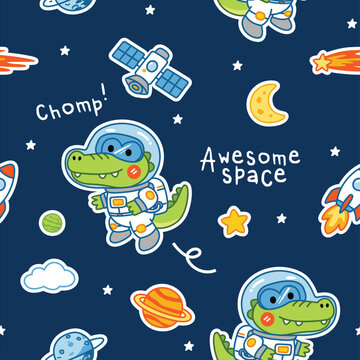 Cute Colorful Baby Crocodile Seamless Pattern Vector for Kids Fabric and Nursery Design