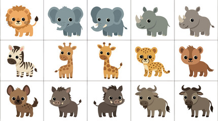 Collection of cartoon safari animals © Zilong