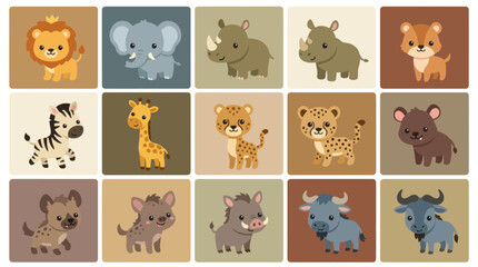 Cute cartoon safari animals collection © Zilong
