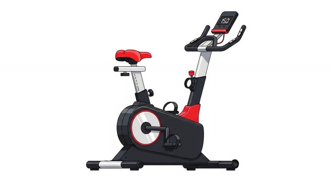 Modern Stationary Exercise Bike for Indoor Fitness Training and Cardio Workout Illustration on White Background