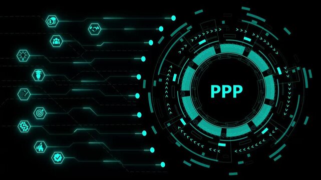 PPP, Public-private partnership. 4K video. on transparent background.