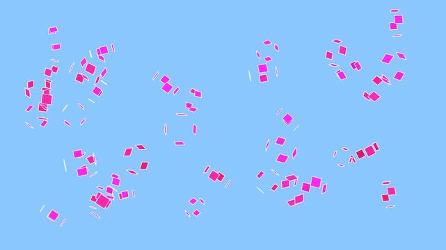 Motion loop displaying numerous vibrant pink diamond and square polyhedra drifting and rotating