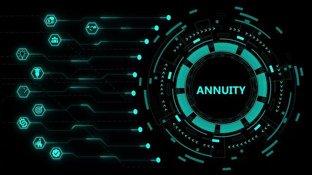Annuity. Concept with keywords, Concept with technology background 4K motion video.