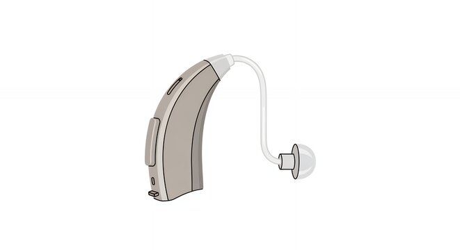 Digital Illustration of a Modern Behind the Ear Hearing Aid Device for Improving Auditory Health and Communication