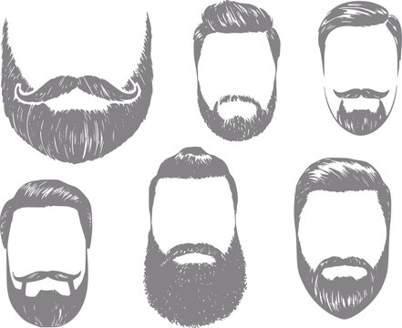 Colecci&oacute;n de seis estilizados de barbas y bigotes para hombres