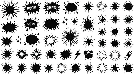 Comic Book Explosion Elements, Pop Art Speech Bang Shapes © estia