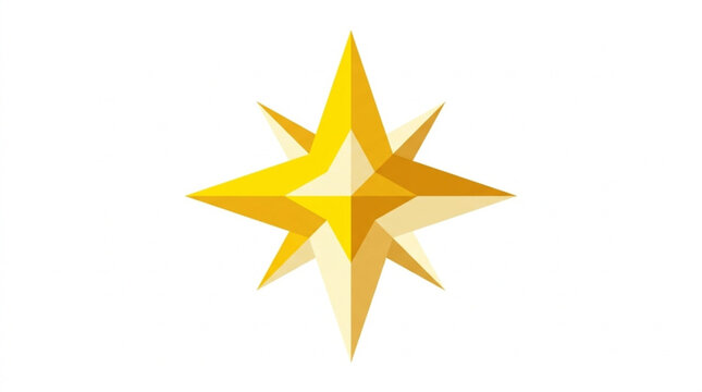 Bright yellow and orange star-shaped compass rose symbol with sharp points representing navigation and exploration in a clear visual design