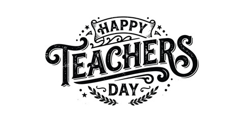 Obraz premium Happy teachers day retro typography design for appreciation gifts