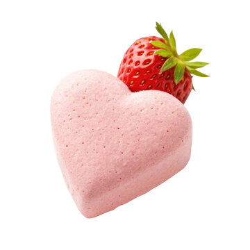 Heart shaped strawberry marshmallow with fresh berry for Valentine's Day dessert design