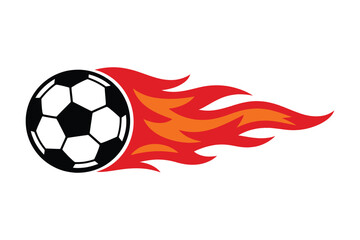 Fototapeta premium Flying soccer ball with fire flames speed element vector illustration isolated on white background