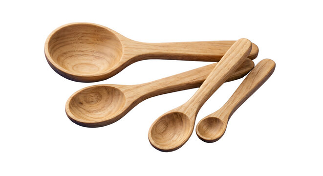 wooden measuring spoon set isolated on white background