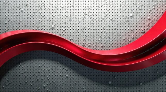 Abstract Red Curves on Perforated Surface A Modern Design Element