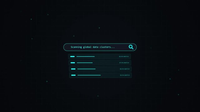 Futuristic Digital Search Bar Animation with Glowing Neon Interface.