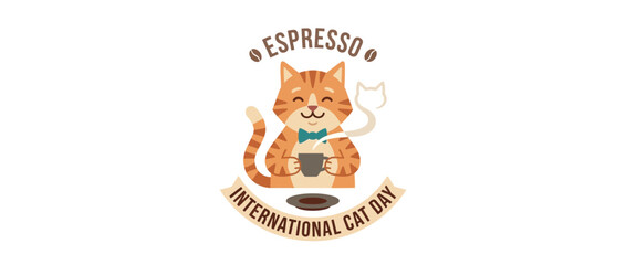 Fototapeta premium Happy Cat Enjoying Hot Coffee Beverage