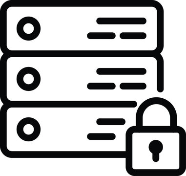 Secure server line icon. Database protection outline vector illustration.
