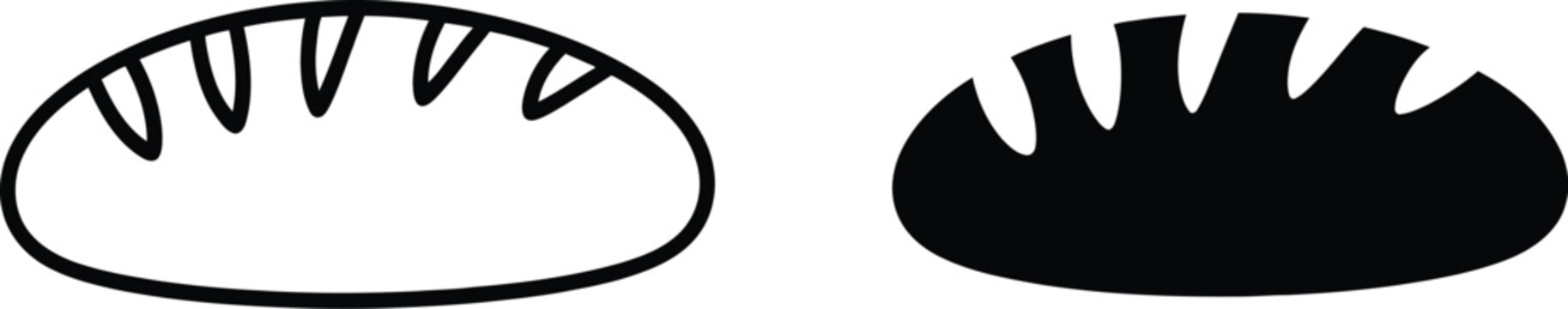 Bread loaf icon featuring a simple bakery symbol with clean flat vector style for food and restaurant designs.