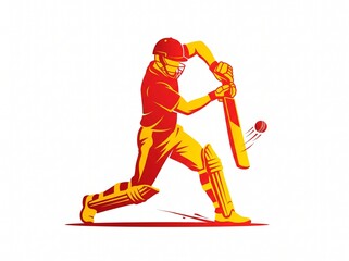 Obraz premium Cricket batsman hitting a ball. Professional player in action during a sports match.