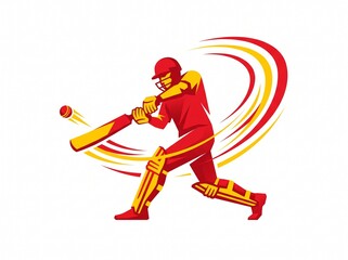 Fototapeta premium Cricket batsman hitting a ball. Dynamic sports illustration of a professional player.