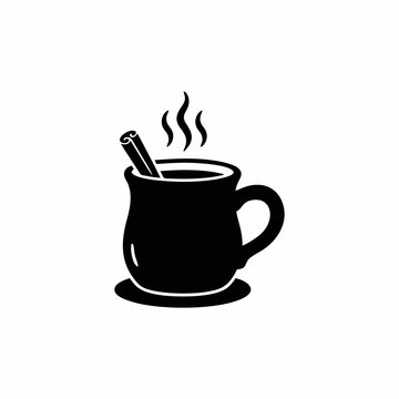 Minimalist Illustration of a Hot Cinnamon Beverage in a Mug for thanksgiving design concept