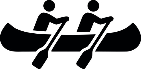 Canoe with paddlers icon for rowing, outdoor sport and adventure travel © gino