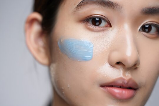 Person with blue makeup on cheek