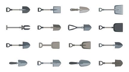 Collection of various small shovels tools. © Pletuk