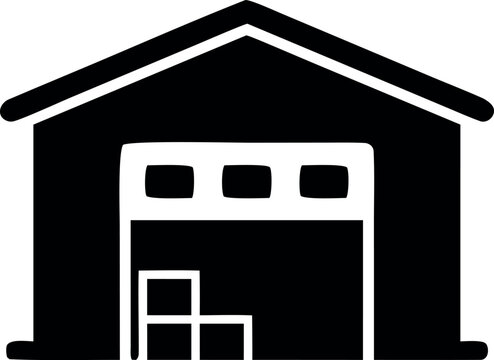 Warehouse building icon for storage, logistics and industrial distribution
