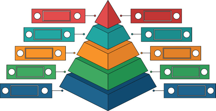 Business pyramid chart infographic vector template, with five steps options diagram data layout concept