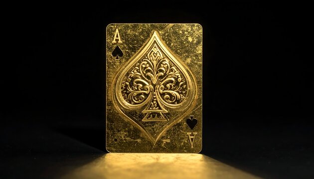 Ancient golden Celtic knotwork metal plaque closeup.