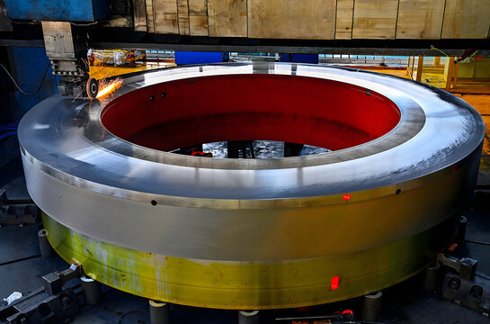 Industrial Ring-Shaped Metal Workpiece in Precision Manufacturing Workshop