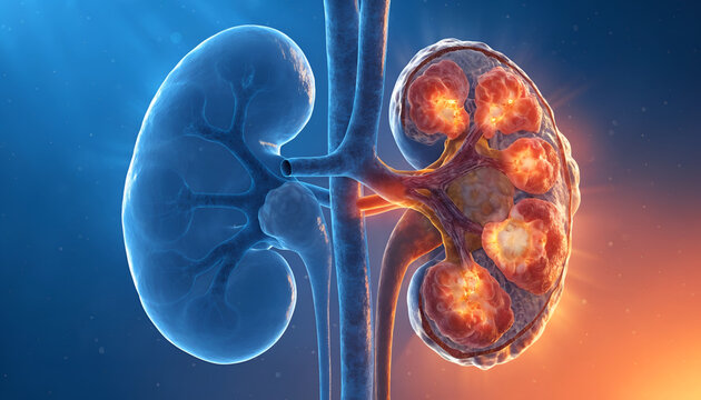 3D Anatomy Illustration Polycystic Kidney Disease Medical Illustration