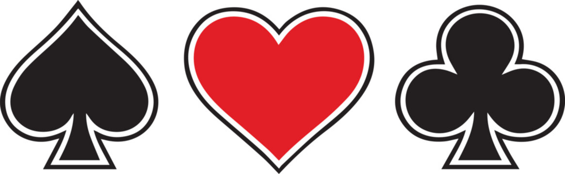 Playing card suits spade heart and club symbols Vector, illustration