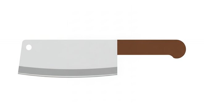 Stainless Steel Meat Cleaver Butcher Knife with Brown Handle for Professional Kitchen and Culinary Graphic Design