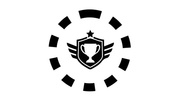 Winged Trophy Shield Logo in Circular Dashed Frame