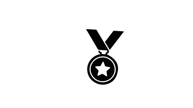 Black Star Medal Icon on White Background