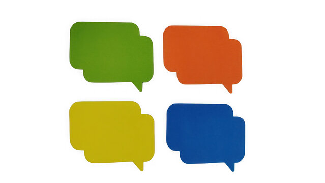 Four colorful speech bubbles arranged in a square grid icon isolated on transparent background