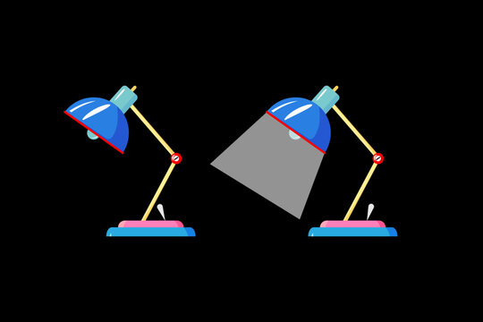 Desk lamp on the black background vector illustration..