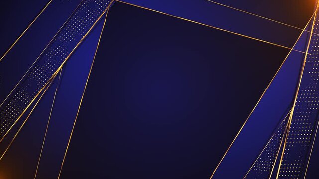 Luxury navy and gold geometric background panels, dotted accents, metallic lines, deep center space. premium corporate intros, award screens, business promos, elegant presentations, stylish overlays.