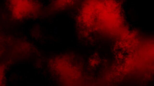This stock motion graphics video shows red smoke billowing on a black background. Seamless loop for endless creative use.