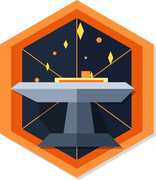Stylized ironworker blacksmith anvil badge within a hexagon frame featuring glowing sparks on dark background
