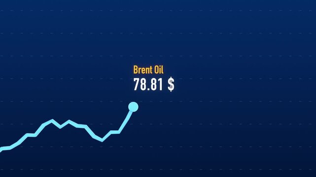 Rising Brent Crude oil chart, energy contract, commodity data. Commodity investment, future contracts, trading, stock market and exchange.